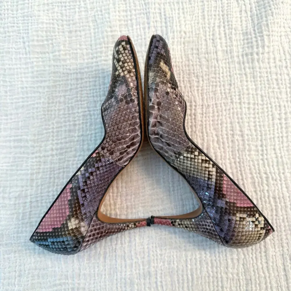 Vintage Pastel Snakeskin Heels Size 7.5 Wm B Woods Affiniti Pointed Toe Reptile